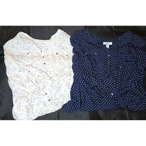 Motherhood Maternity Tunic Tops Set of 2 -  1X Drawstring Workwear Rayon Soft